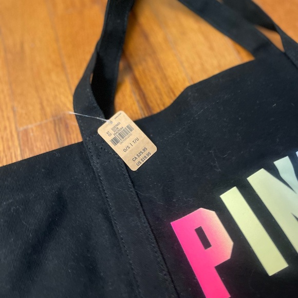PINK Small Tote Bag - Black w/ Multicolored PINK logo - Picture 5 of 9